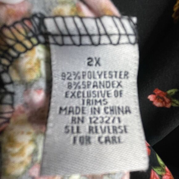 J for Justify Dress Stretch SZ‎ 2X Floral Black Red Midi Boho A-Line Flare - Picture 10 of 14